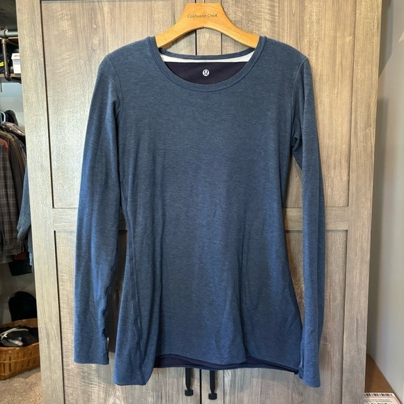 Lululemon Every Yogi Long Sleeve Womens Size M Top Blue White - Picture 3 of 15